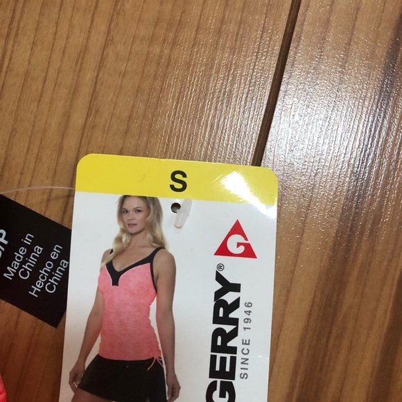 NEW Womens GERRY Sherbet/Black Tankini Swim Top Sm - Picture 2 of 4